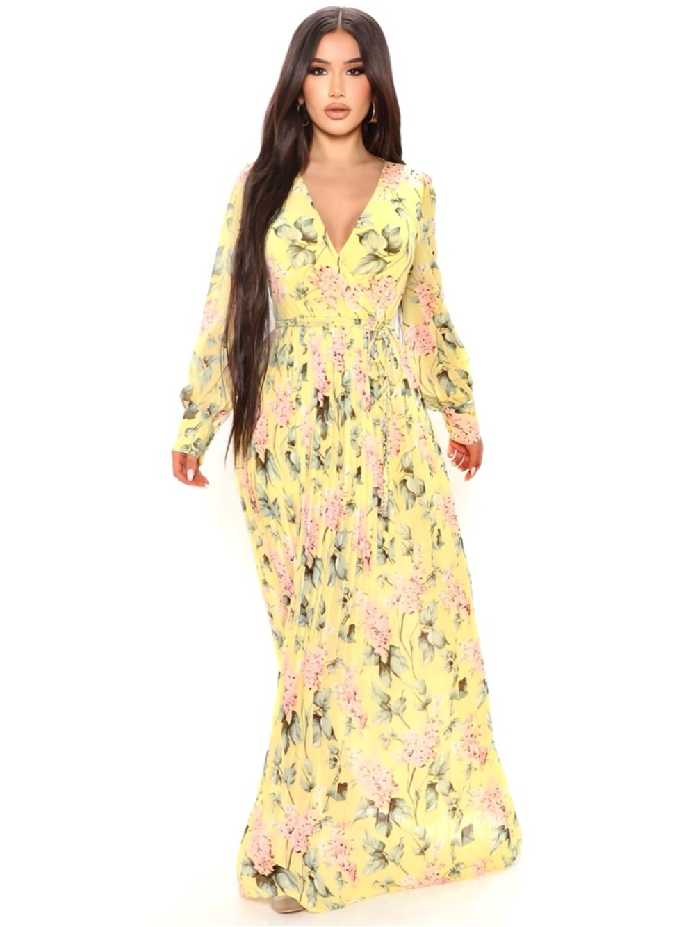 FASHION NOVA Women’s “Time for a change” floral long sleeve maxi dress🔥🔥